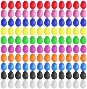 Olutacot 120 Pcs Plastic Egg Shakers Easter Egg Shaker Percussion Musical Maracas Plastic Easter Egg for Kids Toys Learning DIY Painting(10 Colors)