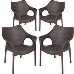 SkyGlamour Supreme Cambridge Heavy Plastic Chair |Oversized Plastic Chair for Home, Office, Indoor/Outdoor Use with Weight Bearing Capacity Upto 220 Kgs |Color: Wenge; Set of 4 Chairs