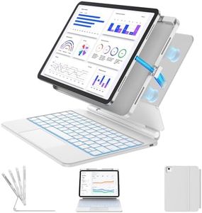 TSQQST for iPad Pro 11 Inch Case with Keyboard (M5/M4,2025/2024), Magnetic Stand with Removable Case, Multi-Touch Trackpad, Pencil Holder, 7-Color Backliht, Contact Connector, White