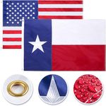 2 Pack - Nylon Sate & American Flag 3x5 Combo Pack - Embroidered Oxford 210D Nylon - Durable & Long Lasting – 4 Stich Hemming. Vivid & Fade Resistant. by Cascade Point (Texas + USA (2 Pack))