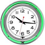 Trademark 99-1099GRN 14-Inch Double Ring Neon Clock Green Outer White Inner Neon Clock