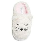 Laura Ashley Women's Plush Critters Clog Slippers, Indoor Outdoor Slip On Criss Cross Slippers for Ladies, White, Large