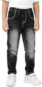 Tenfinordi Boys Slim Fit Jeans Stretch Black Elastic Waist Pull On Denim Jeans for Boys Comfort Casual School Sports Jogging Kids Denim Trousers 4-Pocket Kids Size 10 Years