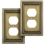 Henne Bery Sunken Pearls Decorative Wall Plate Switch Plate Outlet Cover (Single Duplex, 2PK, Antique Brass)