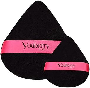 youberrySilk Powder Puff, 2 Pcs Triangle powder puff, DUO Small and Large powder Puff for pressed powder, Soft Velvet powder Puff for Flawless Makeup finish, Powder Puffs for pressed powder