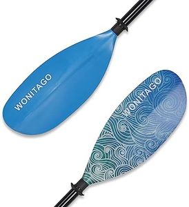 WONITAGO Kayak Paddles with Alloy Shaft and PP Blade, Floating Kayaking Oars, Adjustable 230-250 cm/90-98 Inches, Wave Blue