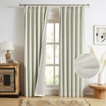 MAIHER 108 Inches Long Full Blackout Pinch Pleated Curtains, Thermal Insulated Double Linen Pleated Drapes with Hooks Back Tab for Bedroom Living Room, 40" W x 108" L, 2 Panels