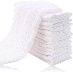 Baby Muslin Wash Cloths - Natural Cotton Baby Wipes - Soft Newborn Baby Face Towel for Sensitive Skin- Baby Registry as Shower, 10 Pack 12x12 inches (White)