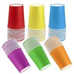 PALUDO 60 Pack Disposable Paper Cups, 250ml Multi Coloured Party Cups, Disposable Drinking Cups, Biodegradable and Compostable Cups for DIY Holiday Wedding Birthday Party Supplies