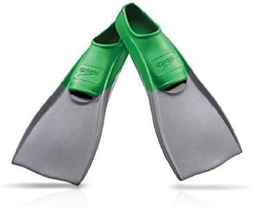 Speedo unisex Rubber Long Blade training swim fins, Green/Grey, S - Men s Shoe size 5-6 Women Shoe 6.5-7.5 US