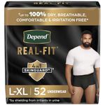 Depend Real Fit Incontinence Underwear for Men, Disposable, Maximum Absorbency, Large/Extra Large, Black, 52 Count (Packaging May Vary)