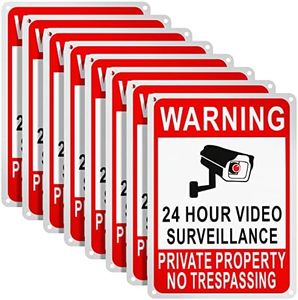 8 Pack Private Property No Trespassing Sign 24 Hour Video Surveillance Sign Reflective Aluminum Security Camera Sign Trespassers Will Be Shot Sign Warning Signs for Home Safety, 7 x 10'' (Video Sign)