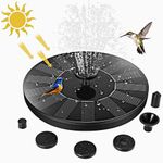 TechKing Solar Bird Bath Fountain Pump, 1W Solar Fountain with 5 Nozzle, Free Standing Floating Solar Powered Water Fountain Pump for Bird Bath, Garden