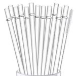 ALINK 12-Pack Reusable Plastic Clear Straws, 13 inch Extra Long Tumbler Straws for Stanley Cups, 1 Gallon, 64 oz 40 oz 32 oz Water Bottles, Plus Cleaning Brush