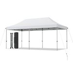 Tangkula 10 x 20 Ft Pop Up Canopy Tent, Easy Set-up Outdoor Tent Commercial Instant Shelter, Portable Folding Canopy Tent w/Wheeled Carry Bag, 3 Adjustable Heights, Guy Ropes & Ground Stakes (White)