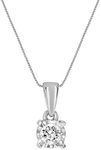 La Joya 1/10 Carat (ctw) Lab Grown Diamond Necklace Pendants Beautifully Set In A Miracle Plate - White Rhodium Plated .925 Sterling Silver With Chain - GH Color And SI Clarity Up Diamonds