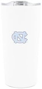 Decorvo Officially Licensed Collegiate Stainless Steel Tumbler - Double Walled Insulated Travel Tumbler with Slide Lid - 18 oz (N. Carolina Logo - White)