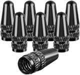 Abeillo Black Presta Valve Cap, 8 Pack Aluminum Anodized Bike Valve Stem Caps Bicycle Tire Air Dust Stem Covers - Used On Presta/French Valves Bike Tire Caps for MTB Road Racing Bicycle(Rocket Style)