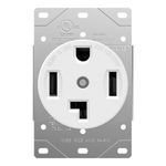 ENERLITES 66300 30 Amp Electrical Dryer Outlet | NEMA 14-30R, Outdoor/Indoor, Flush Mount Receptacle, 3-Pole, 4 Wire, (10,8,6,4) AWG, Industrial Grade, 125/250V, 66300-W | White, 1 Pack