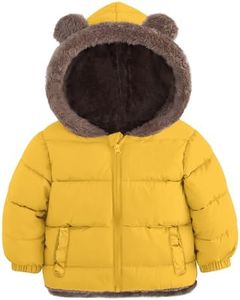 Enlifety Puffer Coat for Boys Girls 3-4 Years Kids Yellow Down Jackets Size 3 4 Cute Bear Ears Winter Fleece Snowsuit Clothes for Child