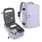 Women Carry on Travel Backpack,Hiking Backpack Waterproof Outdoor Sports Rucksack Casual Daypack School Bag Fit 15.6 Inch Laptop with USB Charging Port Shoes Compartment Taro Purple