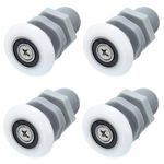 PATIKIL Shower Door Rollers 25mm/1", 4 Pack Bathroom Glass Door Runner Replacement Part Sliding Shower Door Wheels for Bathroom Glass Sliding Door, White-Grey