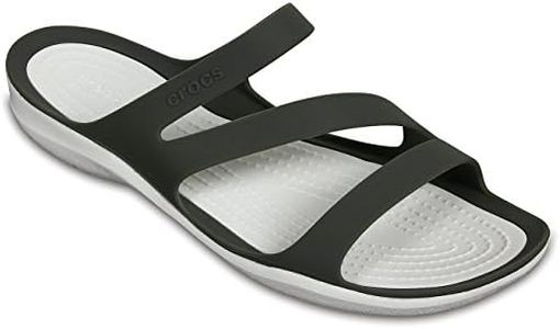 Crocs Men's Swiftwater Sandal Comfort Shoes, Grey Smoke/White, 4 US