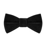 HOULIFE Velvet Bow Tie for Kid – Adjustable Pre-tied Bowtie for Boy Girls, Solid Colour Butterfly Bow Ties for Party Ball Banquet Wedding with Gift Box, Black