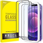 JETech Full Coverage Screen Protector for iPhone 12 mini 5.4-Inch, Black Edge Tempered Glass Film with Easy Installation Tool, Case-Friendly, HD Clear, 3-Pack
