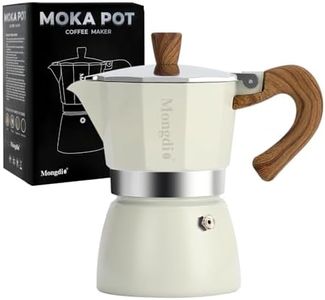 Mongdio Stovetop Espresso Maker Moka Pot with 100Pcs Filters, Cuban Coffee Maker Stove top coffee maker Moka Italian Espresso Greca Coffee Maker Brewer Percolator, 3 Espresso Cups, 5 oz - White