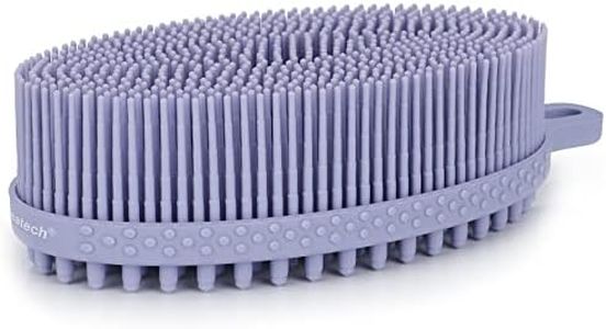 FREATECH Silicone Shower Body Wash Scrubber, Dual-Sided Body Buffer for Gentle Exfoliation, Cleansing and Massage, Men Women Baby Sensitive Skin, More Hygienic and Durable Than Loofah, Lavender