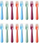 ChaLeeMoo 16Pcs Kids Plastic Forks, Macaron-Colored Kids Eating Utensils, Reusable Toddler Silverware Set, BPA Free, Ideal for School Lunch, Camping, Travel, Party Favors, Dishwasher Safe