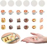 24 Pcs Miniature Food Kitchen Decoration Sets 1:12 Miniature Cakes Dessert Coffee Model Miniature Pretend Mini Kitchen Food Cake Toppers for DIY Micro Landscape Accessories