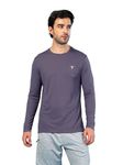 TECHNOSPORT Men's Slim Fit Polyester Solid Athleisure Crew Neck T-Shirt with Full Sleeve, Moisture Wicking and Quick Dry (MTOR17GVE_Grape Vine_XL)