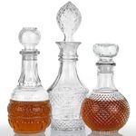 LAWADACH Liquor Decanters Whiskey Decanter Set Creative Glass Decanter for Liquor, Decanter for Tequila,Bourbon and Vodka Unique Whiskey Gift for Man, Dad, Husband and Home Bar Decor(17.6oz*2, 17oz*1)