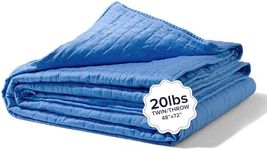 Gravity Blanket Upgraded Cooling Weighted Blanket for Adults, 20lbs Cerulean Blue, 48"x 72" Twin/Throw, Original Weighted Blanket, Cotton Made Blanket with Washable Cover & Zipper Fastening