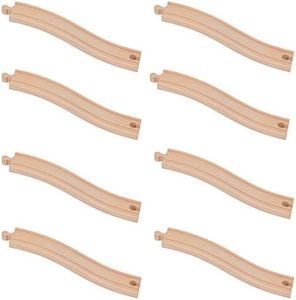 Orbrium Toys Wooden Train Ascending Tracks, Pack of 8 Compatible with All Major Wooden Railways Including Thomas The Tank Engine, Brio, Chuggington, Imaginarium