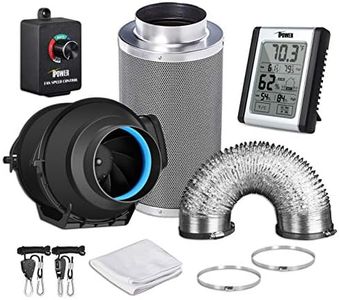 iPower GLFANXEXPSET4D25CHUMD 4 Inch 118 CFM Inline Filter 25 Feet Ducting with Fan Speed Controller and Temperature Humidity Monitor and Grow Tent Ventilation, Kits, Black