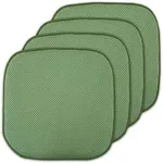 Sweet Home Collection 4 Pack Memory Foam Honeycomb Nonslip Back 16" x16" Chair/Seat Cushion Pad, Green