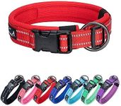 EXCELLENT ELITE SPANKER Reflective Nylon Dog Collar with Breathable Soft Padded Adjustable Thick Pet Collars for Small Medium Large Dogs Walking Training(Red-M)