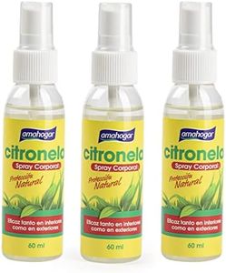 Pack de 3 Sprays Corporal de Citronela Antimosquitos 60ml. Protección natural. Esencias naturales. Perfecto para el Verano, en Interiores y Exteriores.