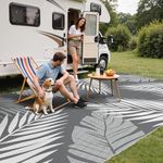 GENIMO Outdoor Rug Waterproof for Patios Clearance, Reversible Outdoor Plastic Straw Camping Rug Carpet, Large Area Rugs Mats for RV, Camper, Deck, Balcony, Porch, Backyard, Beach, Picnic. Leaf
