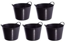 5 x Heavy Duty Flexi Tubs Plastic Work Trugs Large 42 Litre Builders Buckets Equine Tubs