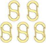 5Pcs Double Opening Lobster Clasps, Stainless Steel Necklace Clasps S Shape Closures 0.47×0.2 Inch Chain Shortener Multifunctional Bracelet Connector Jewelry Clasps for DIY Jewelry Making (Gold)