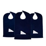 Classy Pal Adult Bibs for Men & Women, Clothing Protectors for Eating, Senior Adult Bib Terry Cloth Crumb Catcher, Waterproof, Reusable, Washable (Navy x 3pk)