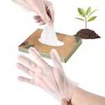 [100 Pack] 100% Compostable Disposable Food Prep Gloves, Kitchen Gloves for Cooking & Cleaning, Large, BPA-Free, Powder-Free, Latex-Free, Plastic-Free Gloves, BPI & OK Compost Certified, 20um