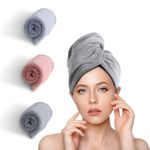 Koolstuffs Microfiber Hair Towel Wrap, 3 Packs Super Absorbent Quick Dry Hair Turbans for Wet Hair, Drying Hair Wrap Towels for Curly Hair Women Anti Frizz