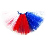 4th of July Star Tutu for Girls Red White Blue Star Dress, Independence Day American Flag Tutu Skirt Outfit USA Party Decor, Z, One size