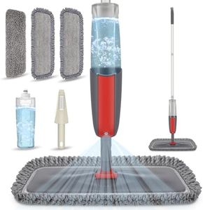 Microfiber Spray Mops for Floor Cleaning, Wet Dry Dust Hardwood Kitchen Floor Mop with 410ML Refillable Bottle 360°Rotatable Mop for Laminate Wood Ceramic Tiles Include 3 Reusable Pads and 1 Scrubber