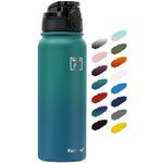 Fanhaw 20 Oz Insulated Stainless Steel Water Bottle with 1 Lid (Chug Lid) - for Kids, Women, Men | Leak & Sweat Proof with Anti-Dust Lid (Green Blue)